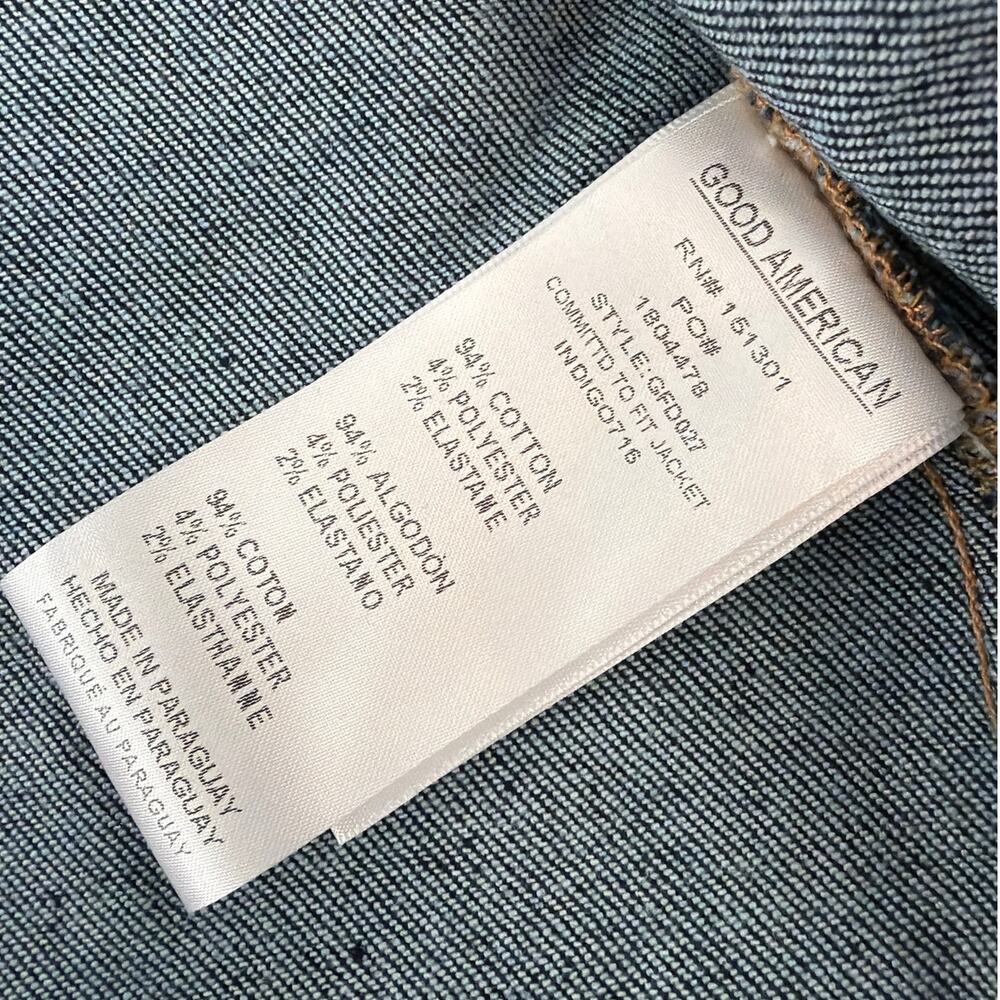 Good American Women's Indigo Committed to Fit Denim Jacket Size XS - Picture 6 of 10